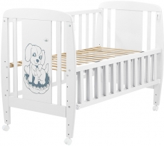 Дитяче ліжко Babyroom Dog відкидний бік, колеса DSO-01 бук white